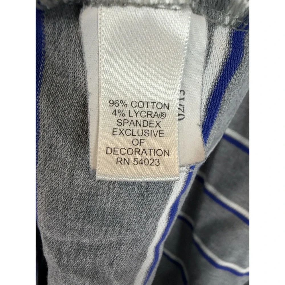 Banana Republic Polo Shirt Mens Large Gray Striped Stretch Cotton Logo Casual
